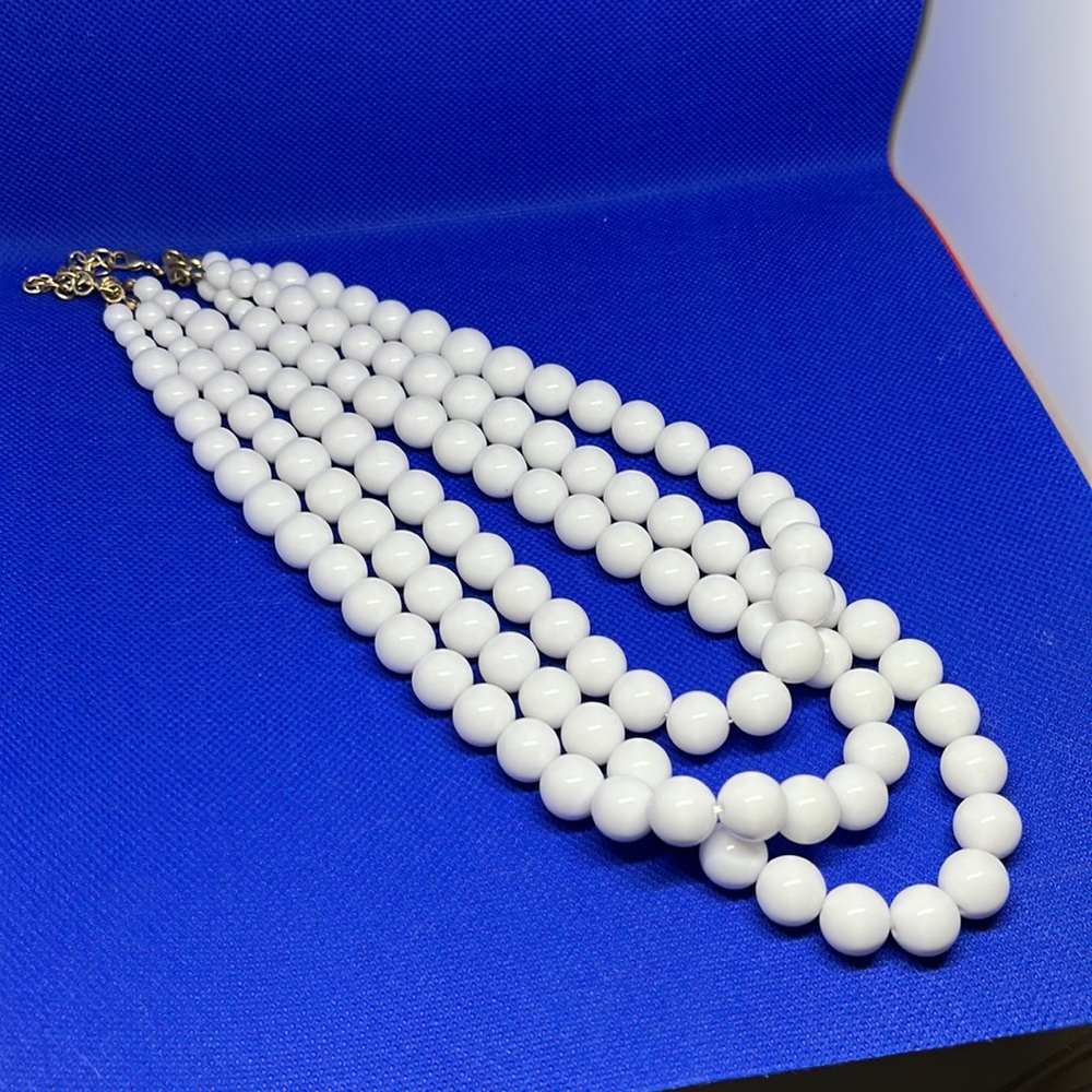 3 strand beaded white necklace
